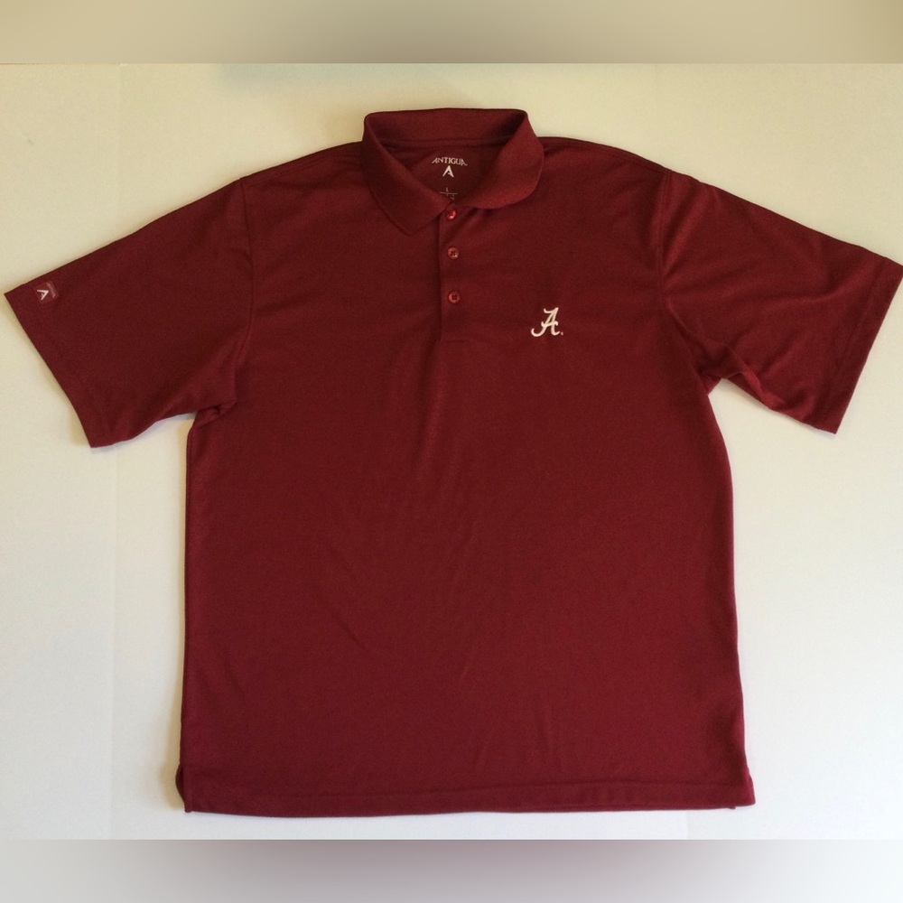 Antigua Men's Size Large Baja Fan Crimson Polo Shirt with Script 'A' Logo